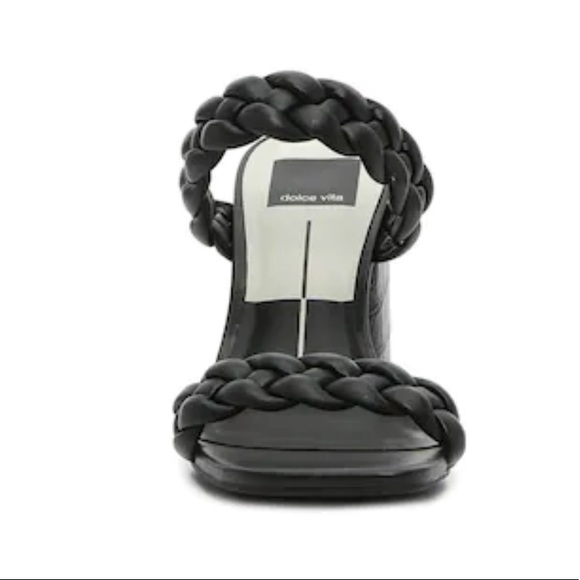 Black croc braided heeled block sandals heels 👠 - Picture 8 of 11